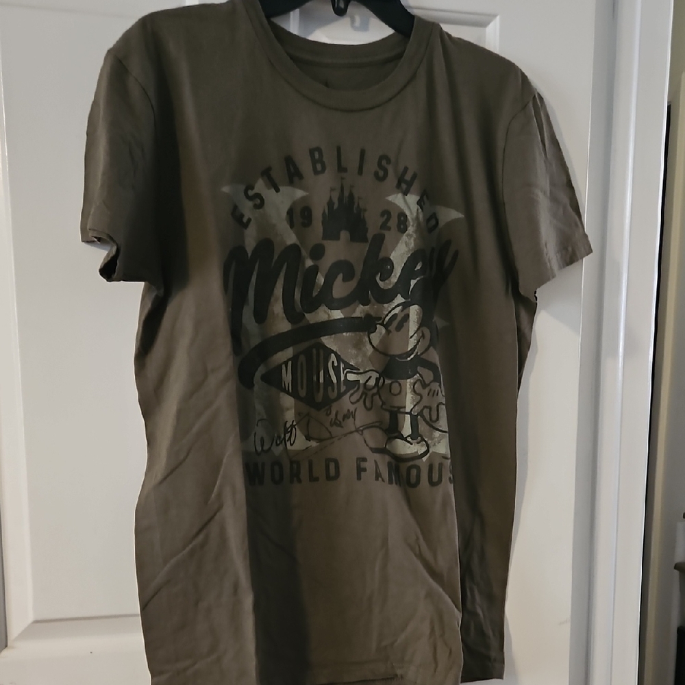 Disney Olive Green Logo Tee with Black Print